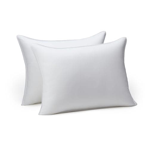 Amazon Basics Down Alternative Pillows for Stomach and Back Sleepers, Soft Density, Standard, Pack of 2, White, 26 in L x 20 in W - Image 1