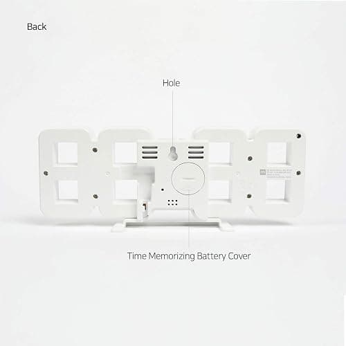 mooas 3D Pure Mini White LED Clock, Multi-Function LED Clock (Calendar, Alarm, Temperature) (8.5" White Table Alarm Clock) thumbnail 9
