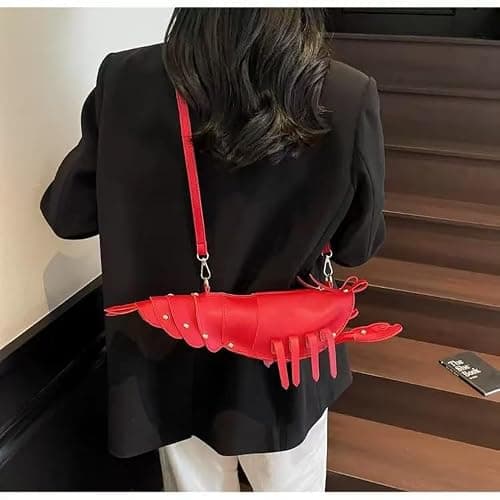 Cute 3D Lobster Shoulder Bag Crossbody Bag, Novelty Purse, Unique Animals Shaped Handbag for Women (Red 02) thumbnail 3