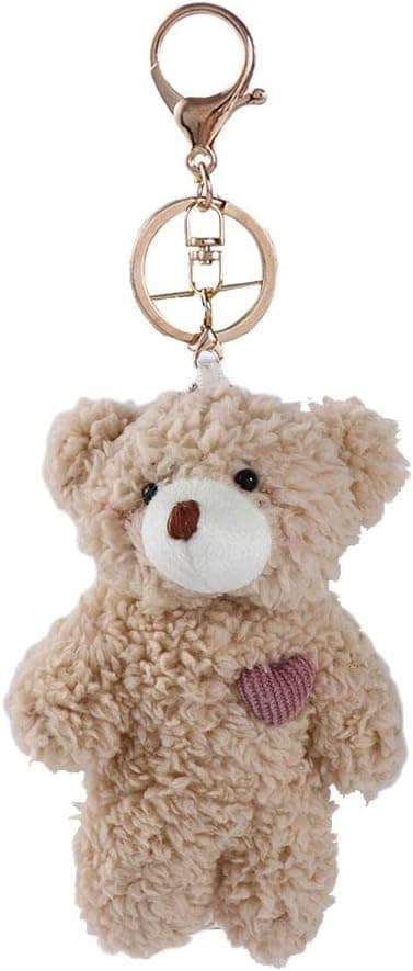 BWESOO Brown Bear Keychain, Stuffed Bag Pendant, Rabbit Keychain, DIY Trinket Dog Keychain Car Pink Heart Teddy Bears Car - Image 1