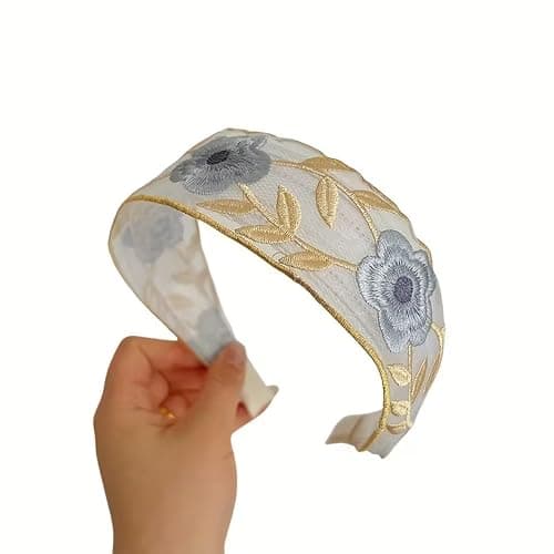 3 Pack Floral Embroidered Headbands for Women Girls, Wide Mesh Lace Boho Hair Bands, Vintage Non-Slip Hair Hoops for Daily Wear Party Vacation Wedding thumbnail 7