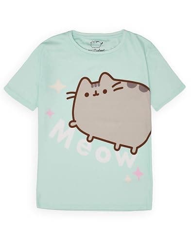 Pusheen Girls Pajama Set | Young Ladies Green Loungewear Short Sleeve T-Shirt & All Over Print Long Leg Pants Complete PJs thumbnail 2