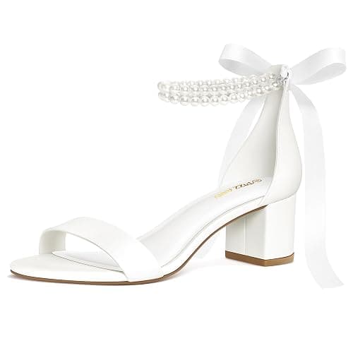 PIZZ ANNU Women's Low Block Chunky Heels Sandals Comfortable Open Toe Ankle Strap Party Dress Pump Shoes Strappy Buckle Heeled Sandal with 2 Inches Tall Thick Heel Design - Image 1