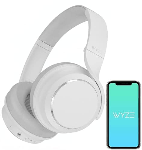 WYZE Noise Cancelling Headphones, Over The Ear Headphones with Active Noise Cancellation, High-Fidelity Sound, Transparency Mode, Alexa Built-in, White - Image 1