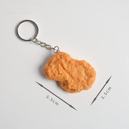 tenghong2021 Imitation Food Keychain Fried Chicken Leg Nuggets Wing Creative Keyring Fun Cute Handbag Purse Car Accessories thumbnail 2