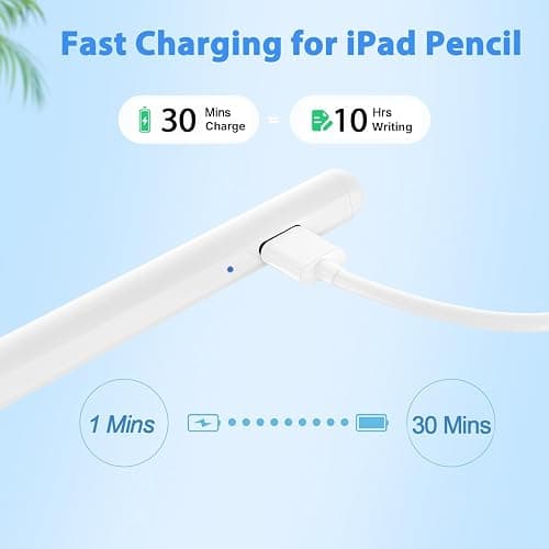 Stylus Pen for iPad A16 11th/10th Palm Rejection & Fast Charging Stylus Pen 2025-2018 Stylus Pencil for Apple iPad 11th/A16/10/9/8/7/6th,Pro 12.9/11/13 inch M4,Air M2/M3/5/4/3,Mini A17/5th/6th thumbnail 5