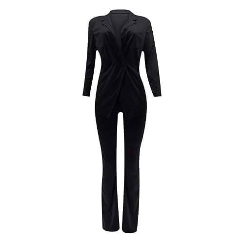 Women's Long Sleeves Blazer & Trouser-Suit - Slim Fit Jacket & Pants - Lapel Buttons - Elegant Office Formal Business Suit Set - UK Size thumbnail 6