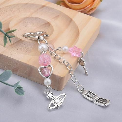 Guqqeuc Y2k Aesthetic Keyring for Car Keys Butterfly Star Keychain for Bag Handbag Y2k Aesthetic Heart Bow Bag Charms for Women Girls thumbnail 2