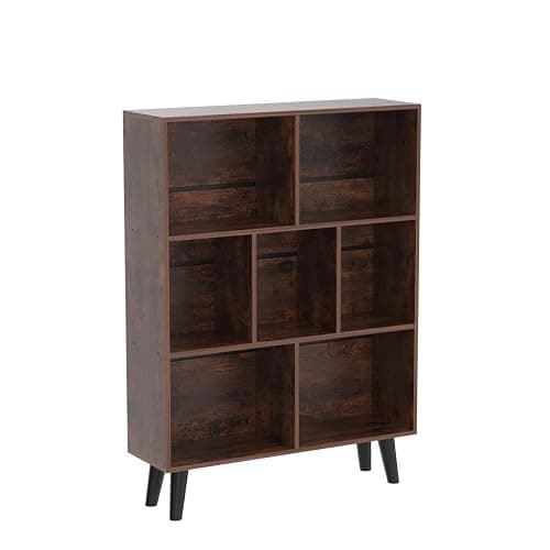 LEYAOYAO Cube Bookshelf 3 Tier Mid-Century Rustic Brown Modern Bookcase with Legs,Retro Wood Bookshelves Storage Organizer Shelf,Freestanding Open Book Shelves for Bedroom,Living Room,Office thumbnail 5