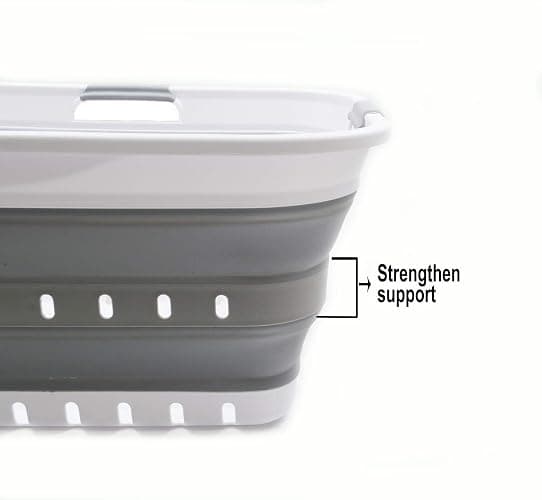 SAMMART 42L (11 gallon) Collapsible Plastic Laundry Basket - Foldable Pop Up Storage Container/Organizer - Space Saving Hamper/Basket (1, White/Grey) thumbnail 6