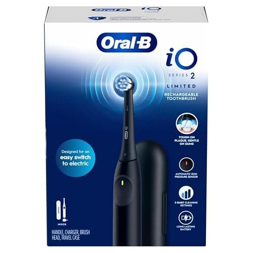 Oral-B iO Simple Clean Rechargeable Electric Powered Toothbrush, Night Black with 1 Gentle Care Brush Head and 1 Black Travel Case - Automatic Pressure Sensor to Protect Gums - 3 Modes - 2 Min Timer thumbnail 12