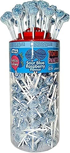 Vidal Lollipops Lotta Lollies Lollipops Tongue Painter Gluten Free, Suitable for Vegetarians 150 Lollies (Sour Blue Raspberry Flavoured) thumbnail 2