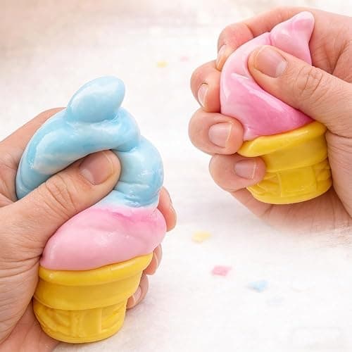 Ice Cream Squeeze Squishy, Ice Cream Cone Squishy, Slow Rise Sensory Fidget Toy,Easter Basket Stuffers Party Favors Summer Sensory Stress Relief (Pink) thumbnail 3