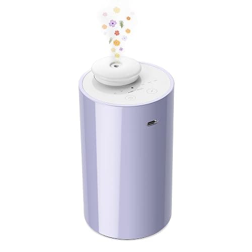 Waterless Diffuser for Essential Oil, Battery Operated Nebulizer, 0.7 Fl.Oz./ 20mL Capacity, Mini Scent Air Machine, 3 Countdown Timers & 3 Mist Levels for Home, Room, Car, Office - AN6 Lavender - Image 1