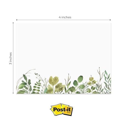 Watercolor Wild Greenery Sticky Note Pads / 4" x 3" Botanical Sticky Notes/Set of 6 Pads / 50 Sheets Per Pad/Three Unique Designs/Made in The USA thumbnail 3