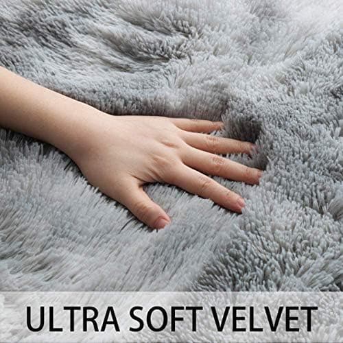 Super Soft Indoor Modern Shag Area Silky Smooth Fur Rugs Fluffy Rugs Anti-Skid Shaggy Area Rug Dining Room Home Bedroom Carpet Floor(Grey White, 120x160cm thumbnail 7