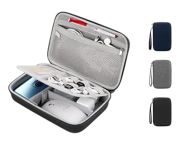 Hard Electronics Travel Organizer Case for MacBook Chargers & Storage Flash/Hard Drives - Waterproof Shockproof 2-Layer Design Holds Power Bank Mouse, Cables (Black, L) - Image 1