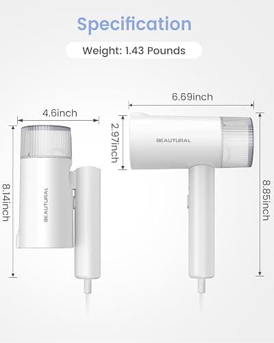 BEAUTURAL Steamer for Clothes, Portable Garment Wrinkle Remover, Fast 30s Heat-up, Foldable and Handheld, 120V Only (Not for 220V Europe), White thumbnail 2