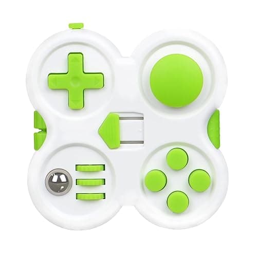QOOLBUY Premium Fidget Pad Toy,Relief Stress and Anxiety,Fidget Buttons Controller to Kill Time,Fidget Game Pad for Adults with Autism,ADD,ADHD (White-Green) - White-Green