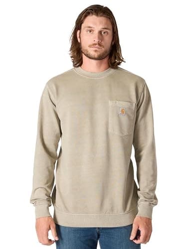 Carhartt mens Relaxed Fit Midweight Garment Dye French Terry Crewneck Pocket Sweatshirt - Image 1