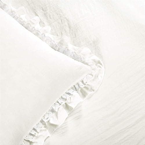 Lush Decor Ella Ruffle Lace Comforter, 2 Piece Set, Twin, Ivory - Cute Comforter - Twin Bedding Set - White Bedding - Coquette Decor - White Lace Trim - Ruffle Trim thumbnail 4