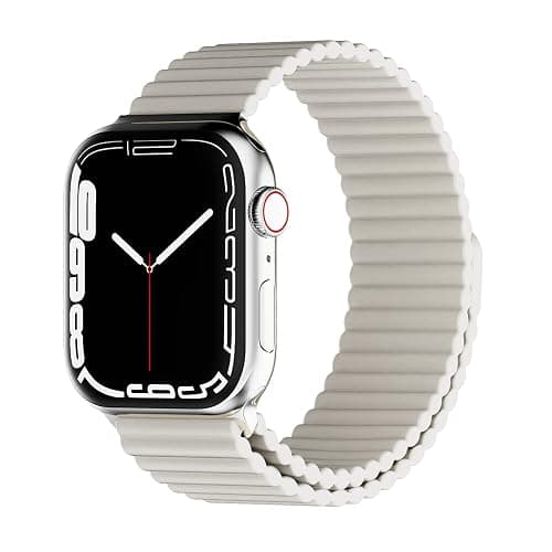 HeiKe Magnetic Silicone Band Compatible with Apple Watch Band 49mm 46mm 45mm 44mm 42mm for Men Women,Sport Loop Adjustable Wristband Strap for iWatch Ultra 2 SE Series 10 9 8 7 6 5 4 3 2 1,Starlight - Image 1