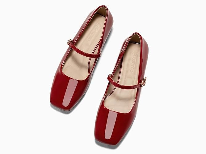 Coutgo Women's Mary Jane Flats Closed Square Toe Ballet Flat Dressy Comfortable Slip on Shoes thumbnail 6