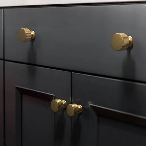 RZDEAL 6pcs Solid Brass Cabinet Knobs Pulls - Gold Modern Handles (1"x1"/25mmx25mm), Brushed Brass Finish - 6 - 1 Inch thumbnail 7