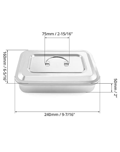 QWORK Medical Stainless Steel Instrument Tray Organizer Holder with Lid and Handle Grip for Surgical Medical Dental Instruments, 9.5" x 6.3" x 2", 2 Pack thumbnail 6