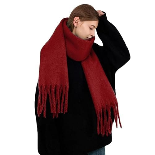 MININAI Women Chunky Scarf, Soft Warm Winter Scarf for Cold Weather, Christmas Blanket Scarves Pashmina Shawl Wrap thumbnail 3