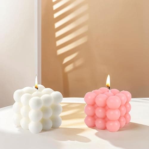 Heyumybit Lot de 2 Bougies à Bulles Faites à la Main,Cubiques Bougies,Bougies Parfumées Naturelles et Parfumées,Bougie Décorative en Cire de Soja Naturelle Faite à la Main thumbnail 2