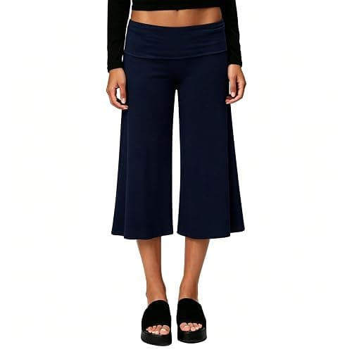 Cbsdezanos Gaucho Pants for Women Fold Over Flowy Capri Pants | Wide Leg Low Rise Yoga Capris Foldover Cropped Leggings Summer - Image 1