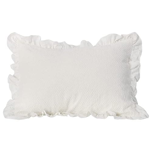 Pillow Shams Set of 2 Pure Cotton Champray Ruffled Edge,Thick and Solid Washed Dobby Heavy Fabric (Standard 20x26 inches) thumbnail 5