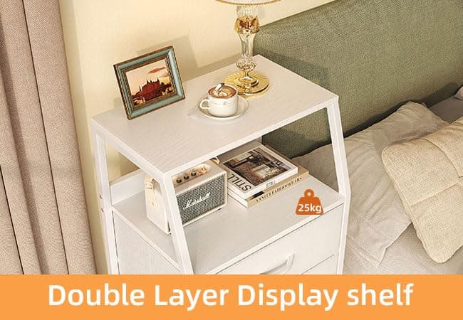 Mexin Dresser for Bedroom, Tall Night Stand with 4 Drawers, Bedside Table de Chevet, Small Chest of Drawers for Closet Living Room, White thumbnail 7