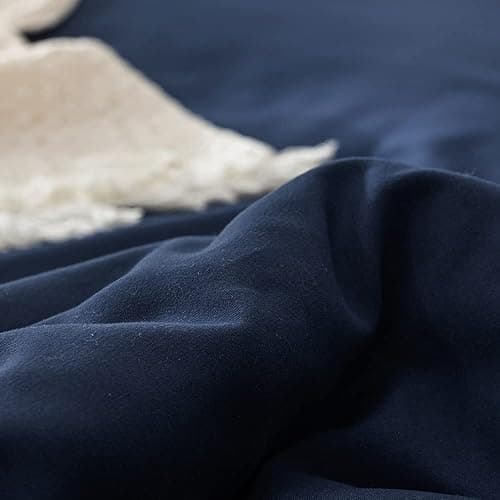 Cottonight Navy Blue Comforter Set Twin Men Boys Navy Bedding Set Dark Blue Comforter Set Breathable Soft Quilts Blanket Dark Color Modern Solid Color Pure Blue Bedding Sets for Twin Bed thumbnail 6