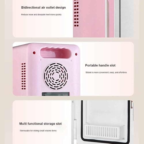 Blendra 4L Pink Mini Fridge for Bedroom,Small Skincare & Cosmetics Beauty Fridge with LED Mirror,For Home,Office, Travel,220V AC/12V DC thumbnail 5