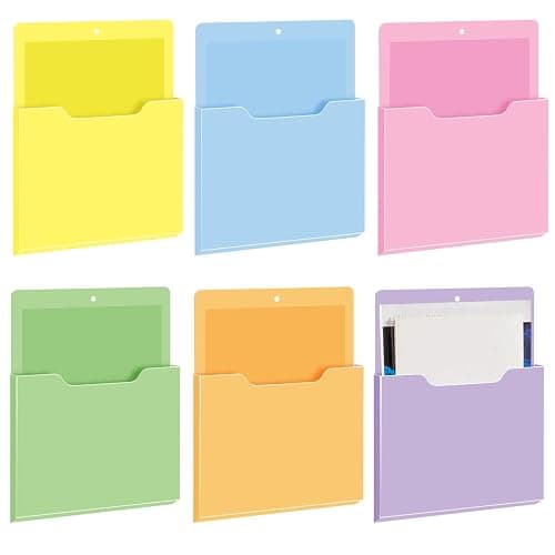 Fuutreo 6 Pcs Magnetic Wall File Organizer Magnetic Wall File Holder Refrigerator Magazine Holder for Mail Letters Paper(Macaron Color,10 x 13 Inch,Vertical) - Image 1