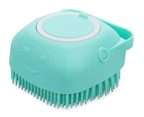 Pet Bath Massage Brush Puppy Dog Cat Grooming Cleaning Soft (Blue) - Image 1