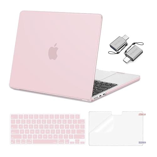 MOSISO Compatible with MacBook Air 13 inch Case M5 2026 M4 2025 M3 M2 2024-2022 A3449 A3240 A3113 A2681, Hard Shell&Keyboard Cover&Screen Film&Type C for MacBook Air 13.6 inch Case, Baby Pink - Image 1