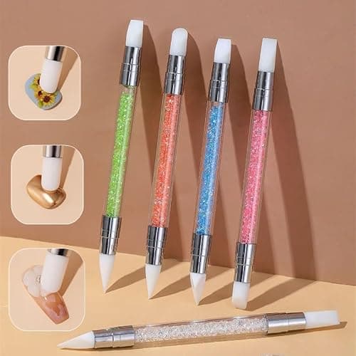 FULINJOY 5pcs Nail Sculpture Pen - Dual Tipped Silicone Nail Tools, Acrylic Pen & Brushes for Resin, Design Tools for Foil Carving & Drawing Effects thumbnail 7