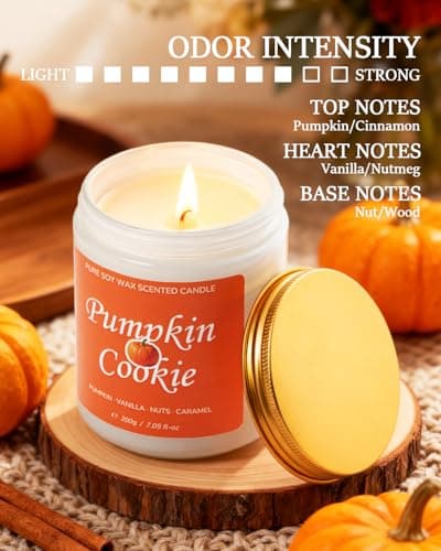 AmyRylan Fall Scented Candle for Home, Pumpkin Cookie 7.05 oz 40 Hour Burn Time, Long Lasting Soy Jar Candle, Gifts for Christmas, Halloween, Mother's Day, Inspirational Gifts for Women, Aromatherapy thumbnail 3