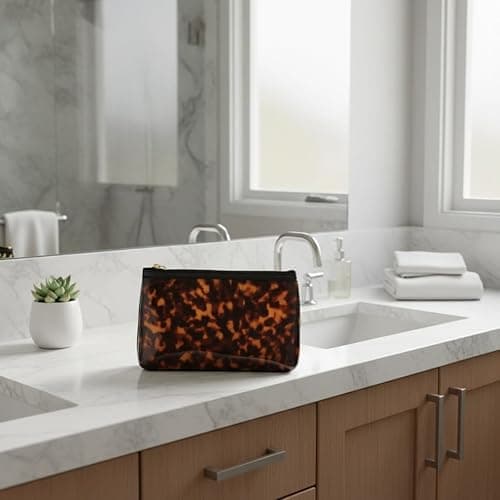 ORBENTO Retro Tortoise Printed Makeup Cosmetic Bag Mini Pouch thumbnail 5