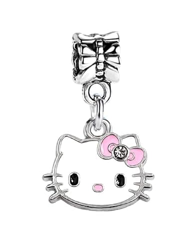 LaBenie Dangle Kitty Charm with Pink Bow - Image 1