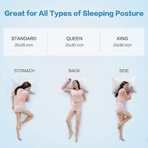 Shredded Memory Foam Pillows for Sleeping,Bed Pillows Queen Size Set of 2 Pack Cooling Adjustable,Good for Side and Back Sleeper with Washable Removable Cover thumbnail 7