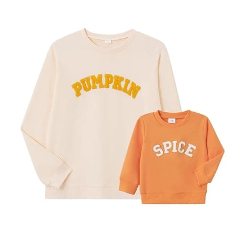 Karuedoo Mommy and Me Matching Outfits Halloween Family Matching Shirts Pumpkin Spice Embroidery Sweatshirt Pullover Top - Image 1