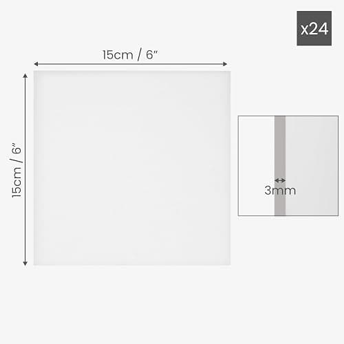 Belle Vous 24 Pack Blank Canvas - 15 x 15cm (6 x 6 inches) - Pre Stretched Canvas Panel Boards - Suitable for Acrylic and Oil Painting Also for Sketching and Drawing thumbnail 3