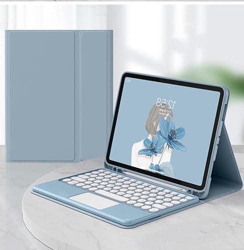 AnMengXinLing Keyboard Case for iPad Air 5 2022/Air 4 2020-Touchpad Detachable Keyboard with Pencil Holder -Slim Leather Folio Smart Cover for iPad Air 5th/4th 10.9 inch, Mint Green - iPad9/iPad8/iPad7 10.2inch New Pink thumbnail 7