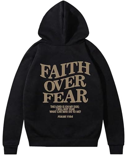 PANOZON Faith Over Fear Hoodie Christian Faith Religious God Tops Man Woman Pullover Y2K Sweatshirt Longsleeve Casual Tops thumbnail 3