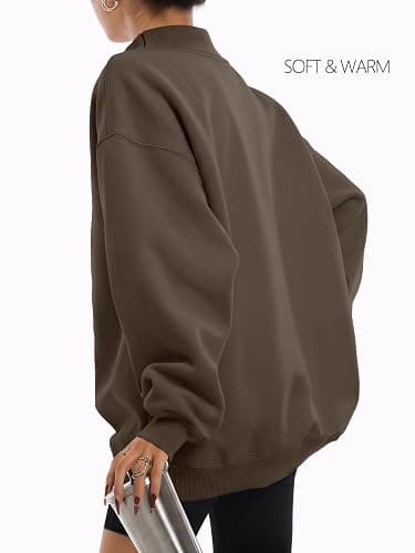 Trendy Queen Womens Mock Neck Sweatshirts Oversized Pullover Fall Outfits | Fall Fashion Clothes 2026,Long Sleeve Tops,Comfort Soft Fleece,Travel Casual Work Lounge Daily Outfit thumbnail 4