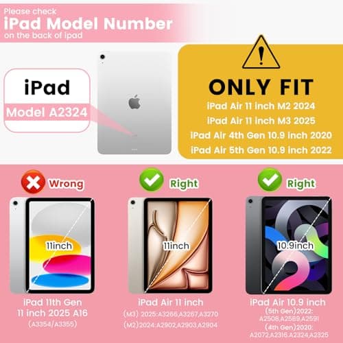 PeculiChic Case Compatible with iPad Air 11 inch M3 2025 / M2 2024, iPad Air 5th 2022 / 4th Generation 10.9 Inch 2020, Shockproof Hybrid Slim Stand Cover with Clear Back Shell & Pencil Holder, Z005 thumbnail 2